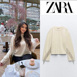 Шикарний м&acuteякий світшот Zara зі стразами M-L-XL