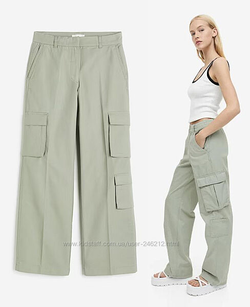 М&acuteятні штани карго H&M р. M EU38 футболка у подарунок