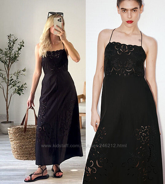 Шикарний ажурний сарафан Zara з вишивкою р. L