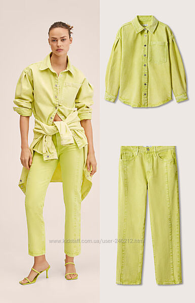 Лаймовий джинсовий костюм Mango S-M