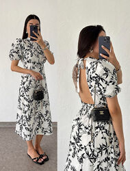 Довге сукня zara з принтом xl 46-48