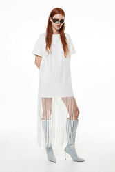 Сукня футболка H&M з бахромою S-M