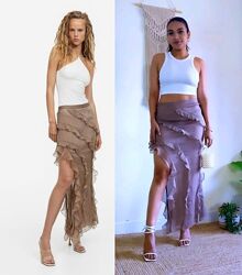 Шифонова спідниця h&m з рюшами m-l