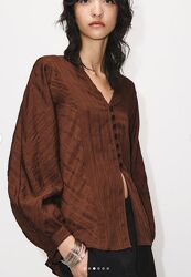 Шоколадна блуза zara xl-xxl  48-50