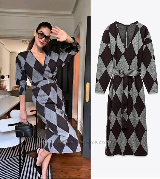 Тепла сукня zara в ромби m-l
