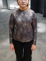 Реглан лонгслів zara з фольгуванням xs-s-m 13-14 років