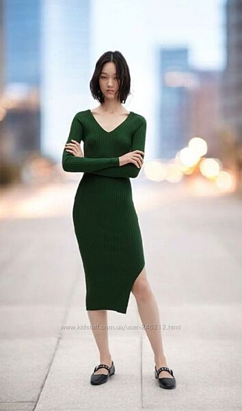 Смарагдова сукня mango у рубчик l/xl