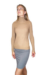 Жіноча водолазка-гольф із візерунком Moni &Co Кемел S/M 42- 44 та 44-46