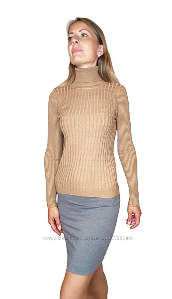 Жіноча водолазка-гольф із візерунком Moni &Co Кемел S/M 42- 44 та 44-46