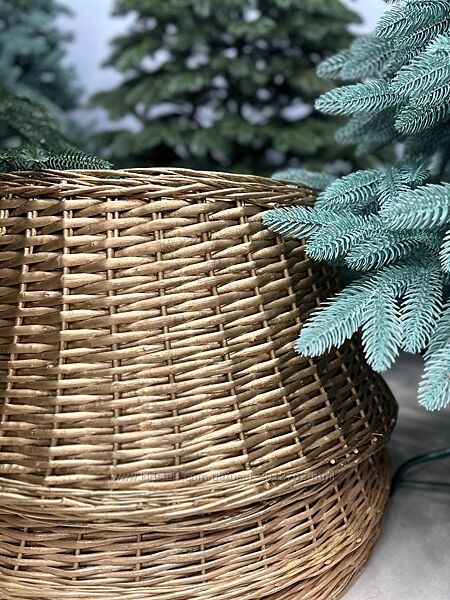 Плетений золотистий кошик з лози під ялинку 65 / 70  см корзина спідниця