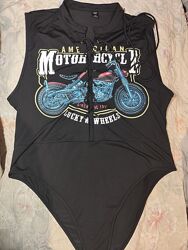 Шикарний стильний боді тріко комбідрес зі шнуровкою великий розмір унісекс