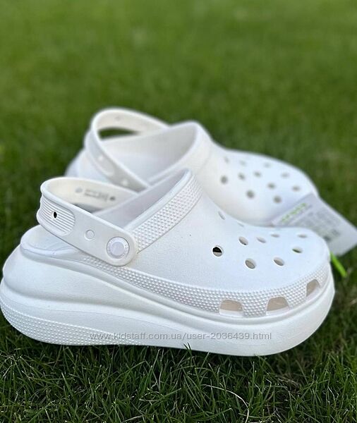 Крокси оригінал шльопанці сабо Crocs Classic Crush белые 36 37 38 39
