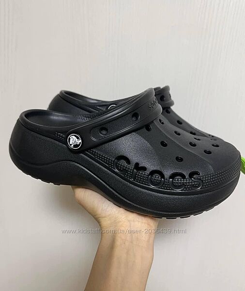 Crocs Baya Platform black крокси на платформі чорні