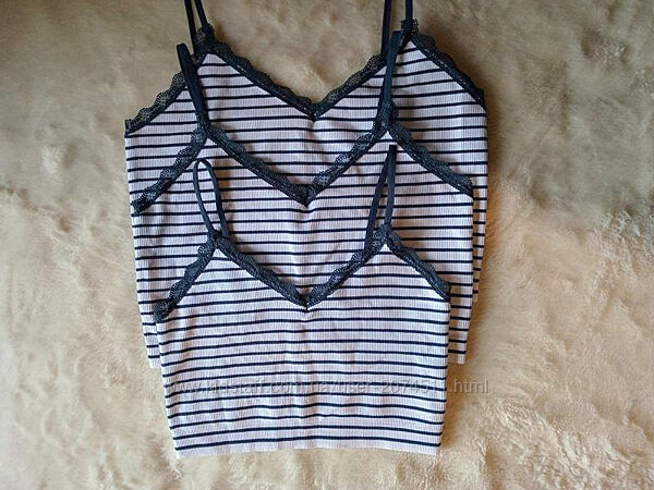 Топи в рубчик з мереживом primark