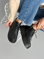 Черевики жіночі чорні замшеві шкіряні зимові демі Артикул 9931