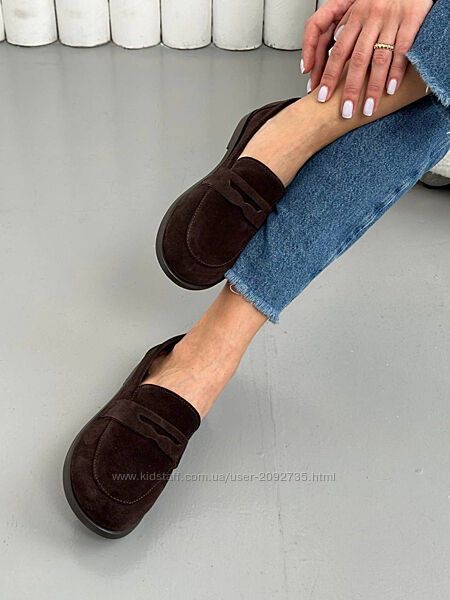 Лофери жіночі замшеві шоколадні Артикул 4525 новинка