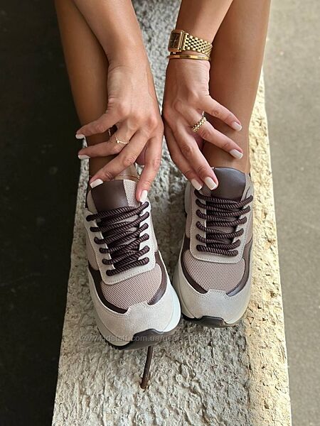 Кросівки жіночі натуральна замша з вставками шкіри та сітки Артикул 4438 