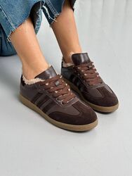 Кеди жіночі шкіряні шоколадні зимові Артикул 6302 новинка