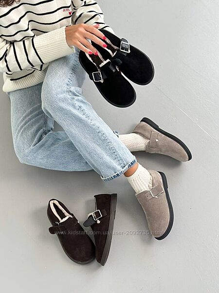Сліпони жіночі натуральна замша зима Артикул  5518 новинка 