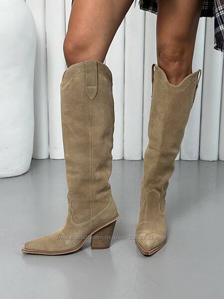 Чоботи козаки жіночі натуральна замша демі Артикул 3612 новинка 