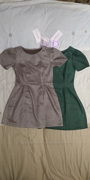 Сукня коротка замшева Хакі та Капучіно р.42/44, 46/48