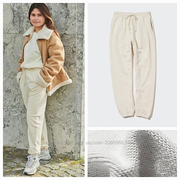 Uniqlo жіночі утеплені білі світлі штани джогери , розмір М