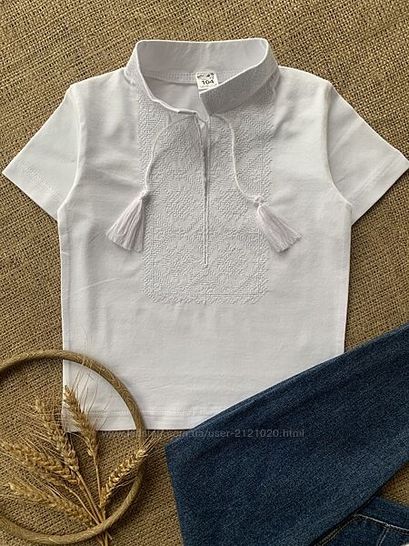 Вишиванка для хлопчика короткий рукав біла по білому, вишиванки дитячі,