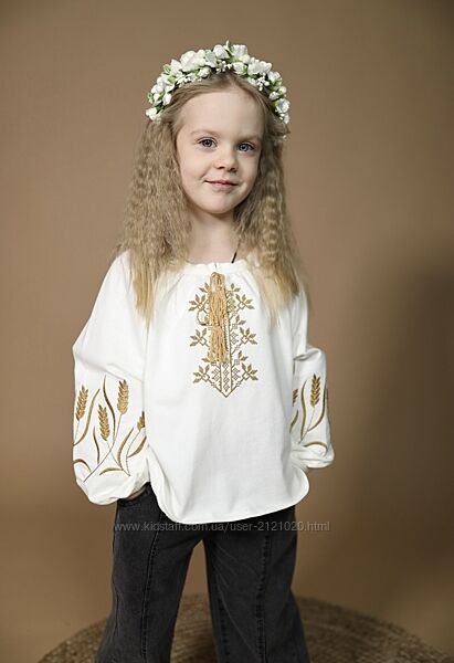 Вишиванка для дівчинки біла пшениця 