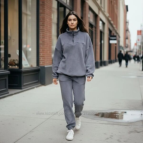 Костюм флісовий жіночий сірий повсякденний спортивний 