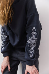 Худі етно з вишивкою жіночий сірий, худі вишиванка жіночий,