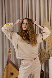 Худі бежевий з вишивкою жіночий, етно худі жіночий,