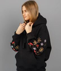 Худі чорний жіночий вишитий зима 