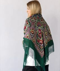 Хустка жіноча велика українська національна зелена 