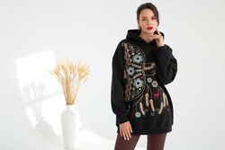 Худі чорний з вишивкою жіночий, худі вишиванка жіночий 