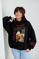 Худі жіночий чорний з етно вишивкою, худі вишиванка жіночий чорний,