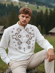 Вишиванка лляна біла чоловіча 