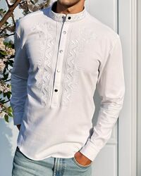 Вишиванка чоловіча білим по білому лляна 