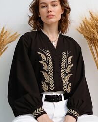 Вишиванка лляна чорна жіноча 