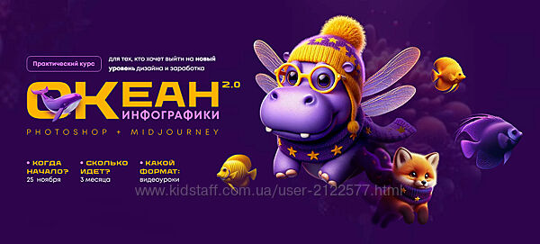 Helen Fiolett Океан инфографики 2.0. Photoshop Midjourney 2025