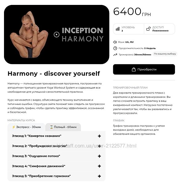 Андрей Сидерский Inception. Yoga Workout System YWS Harmony Level 3