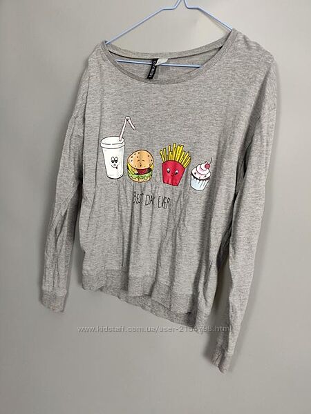 Кофтинка с лого фастфуд від h&m сірого кольору