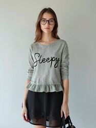 Кофта для дому з лого sleepy від бренду nisspap, сіра