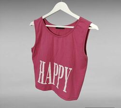 Жіноча рожева повсякденна майка з лого happy