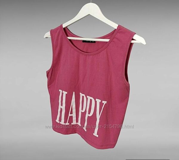 Жіноча рожева повсякденна майка з лого happy