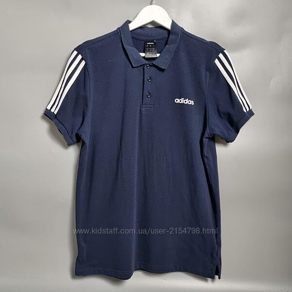 Чоловіча футболка поло adidas синя з білими лампасами