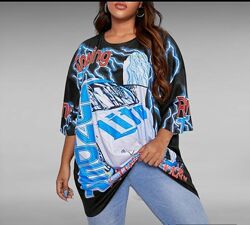 Футболка shein oversize з принтом авто