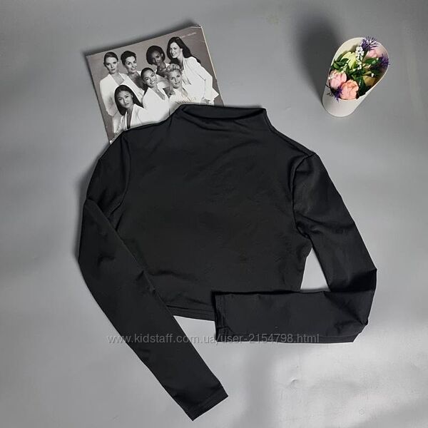 Кроп топ з довгим рукавам shein, xs чорний