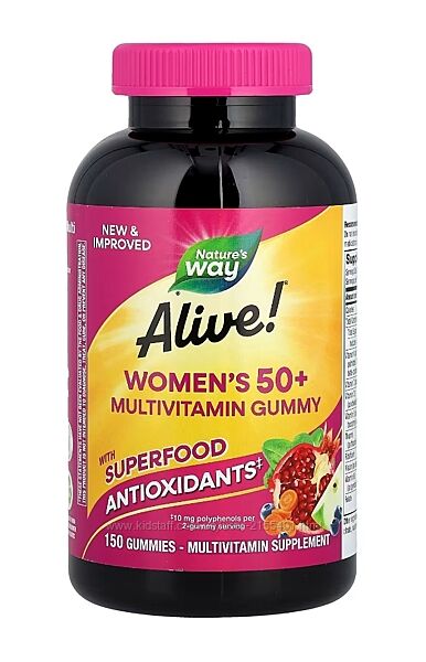 Alive, жевательные мармеладки с мультивитаминами для женщин от 50 лет