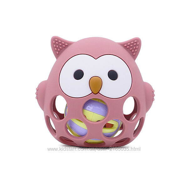 Силіконовий прорізувач-брязкальце Сова Cheeks темно рожевий