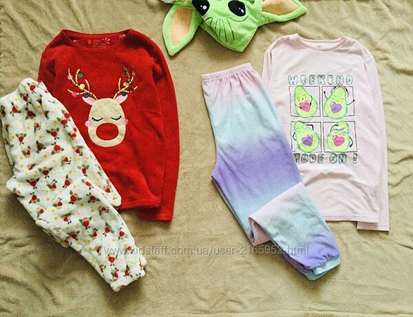 12-13 р Primark флісова піжама з Новорічним Оленем і велюрова з Авокадо. на